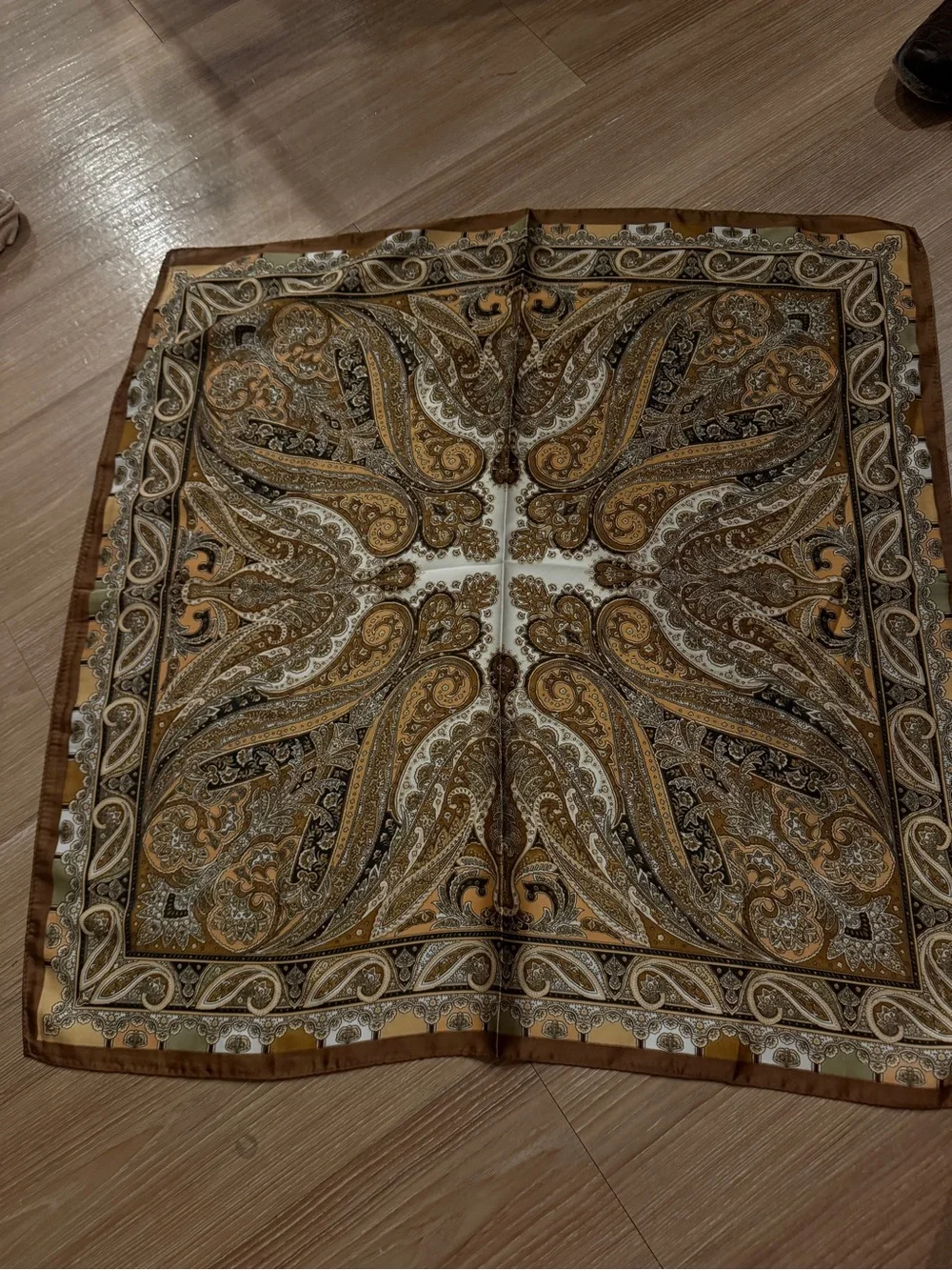Women’s Scarf- Paisley in Brown and Gold